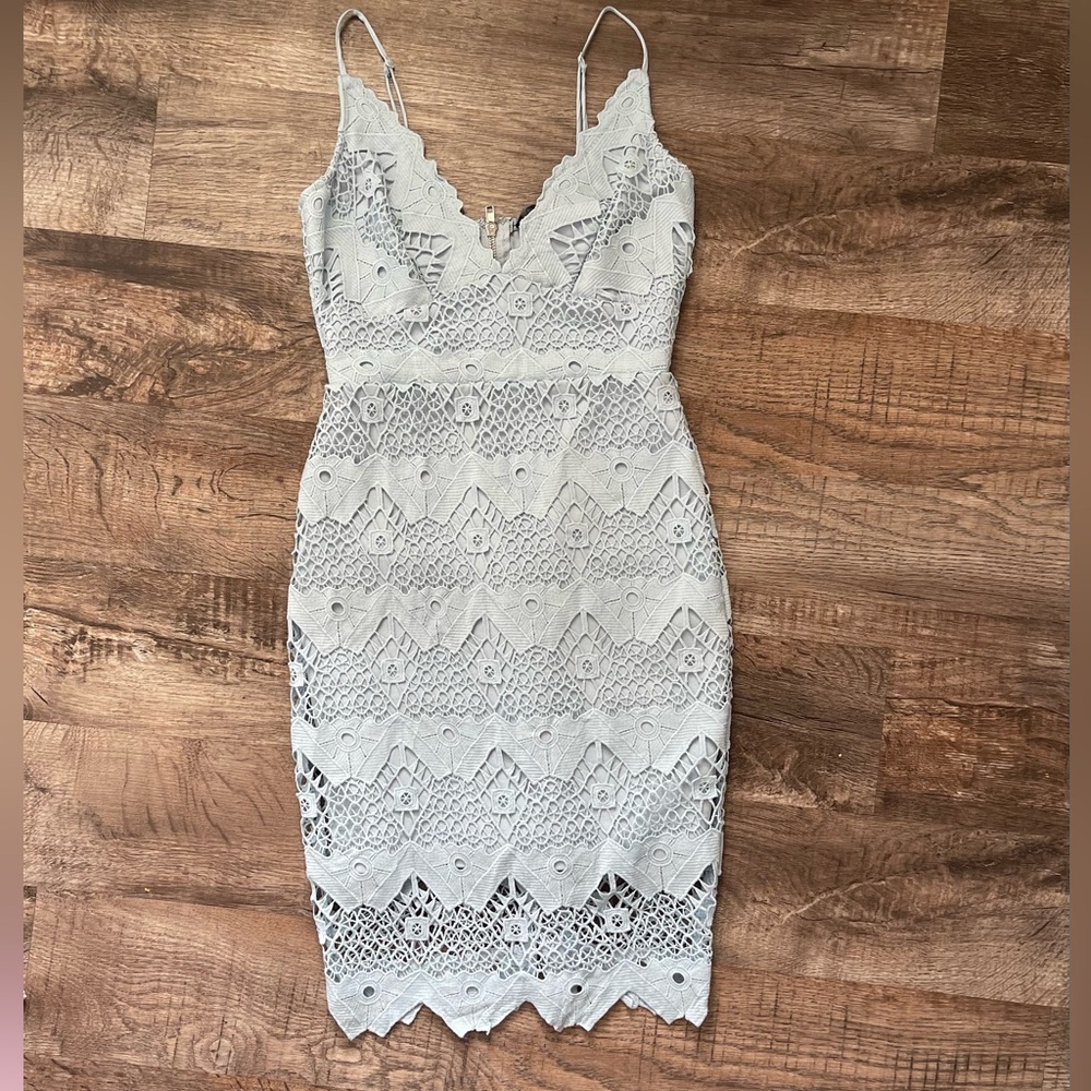 Lulus light blue detailed dress.